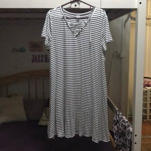 Black and white shift dress